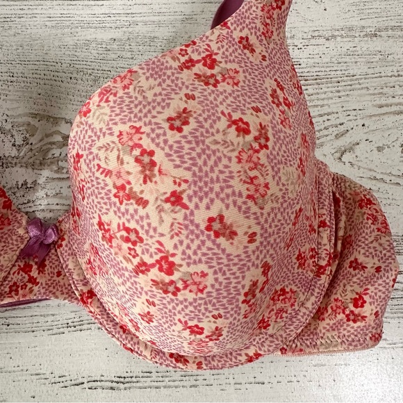 MAIDENFORM One Fab Fit Tailored Demi T-Shirt Underwire Bra Floral Hearts 38D - Picture 4 of 9